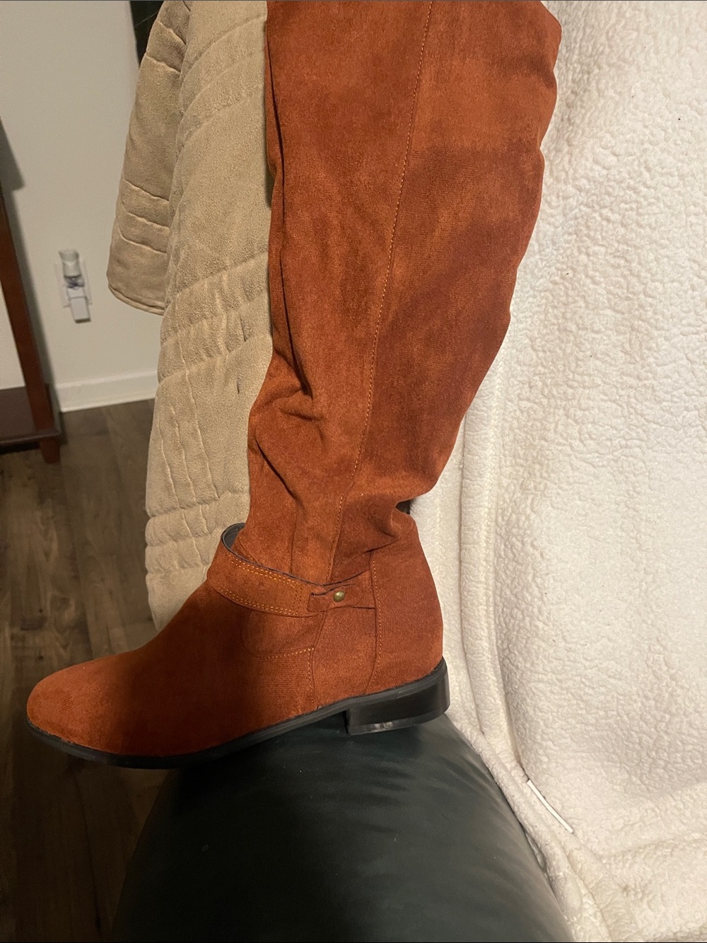 Rust Suede Knee-High Boots